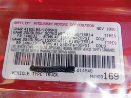 1991 MITSUBISHI MIGHTY MAX PICK UP RED 2.4 MT 193912